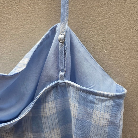 BP‎ Plaid Spaghetti Strap Mini Dress Blue White XL NEW - Picture 7 of 8